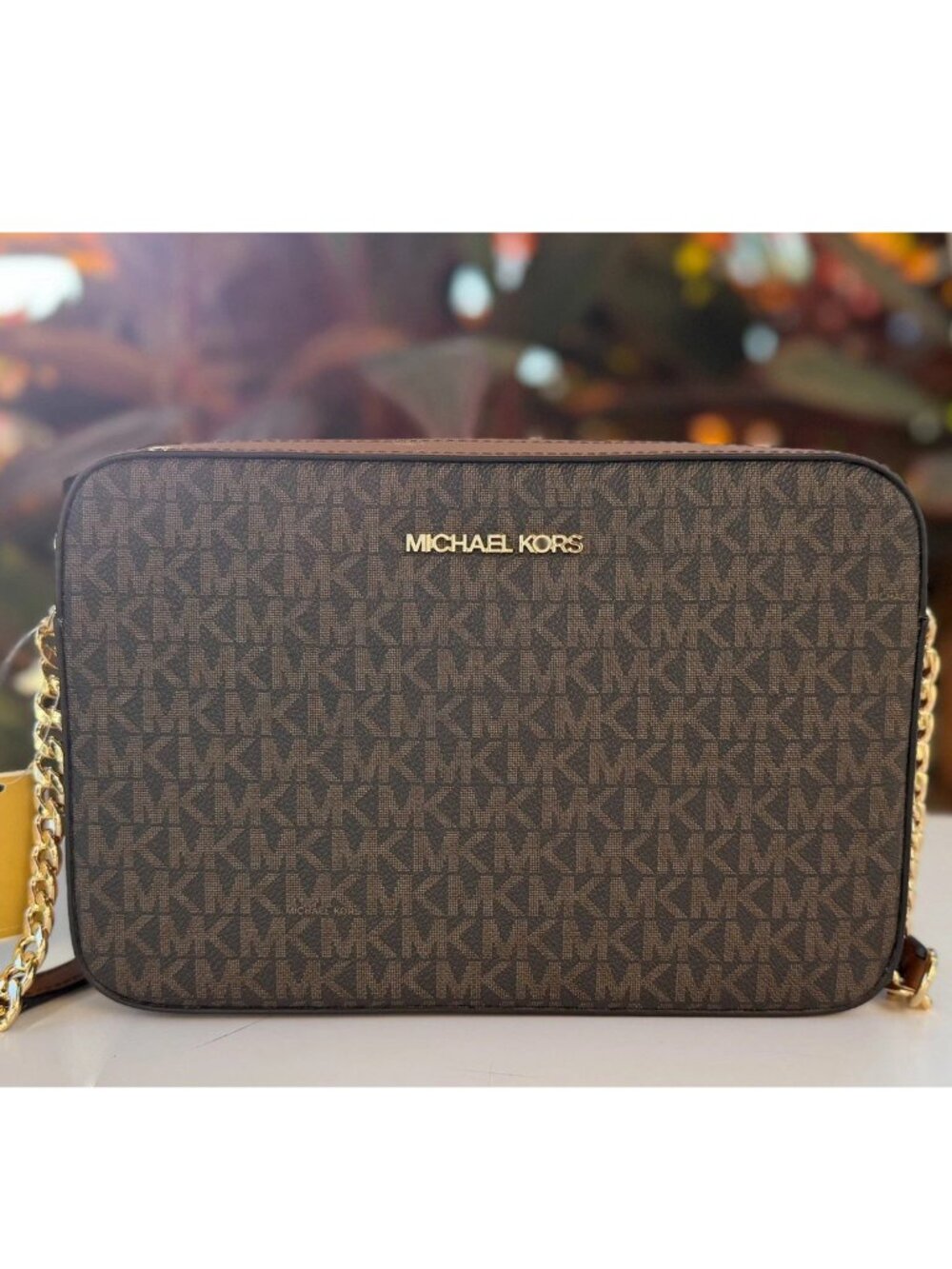 Michael Kors Jet Set East West Shoulder Crossbody Bag MK Brown Handbag